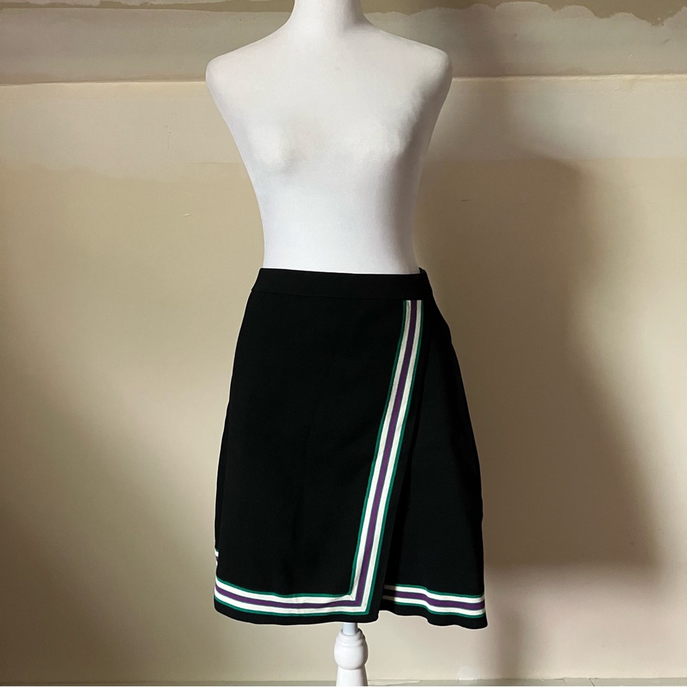 Sandro Paris Black Elodie Striped Crossover A-Line Skirt Noir size 1 - Picture 3 of 9